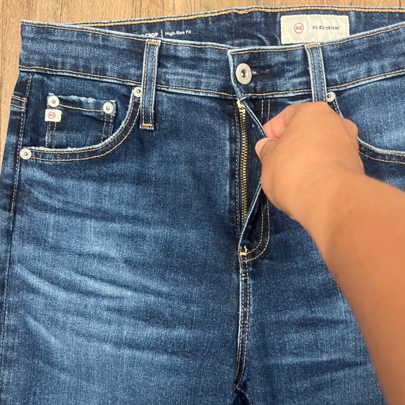 AG Adriano Goldschmied Farrah Boot Crop High Rise Jeans Dark Was Frayed Hem 28 - Picture 8 of 10